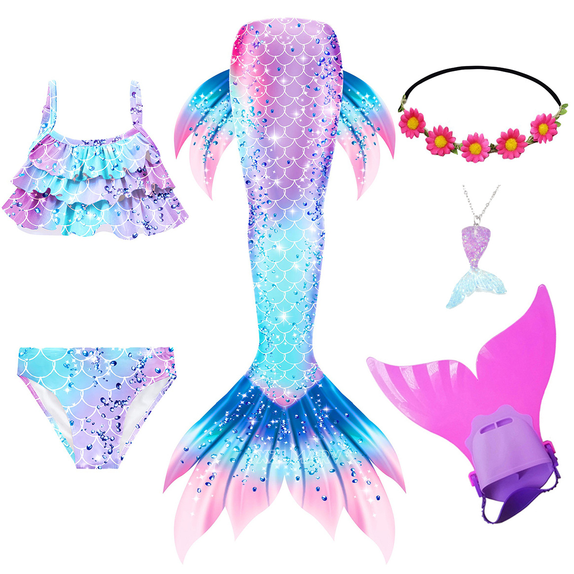 6Pcs/set Ariel Girls Swimming  - Swim Fins review and price