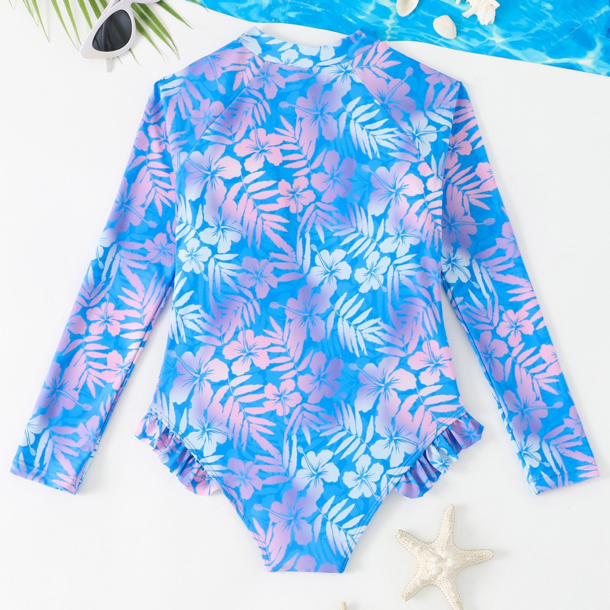 Girls Gradient Hibiscus Print  - Rash Guard review and price