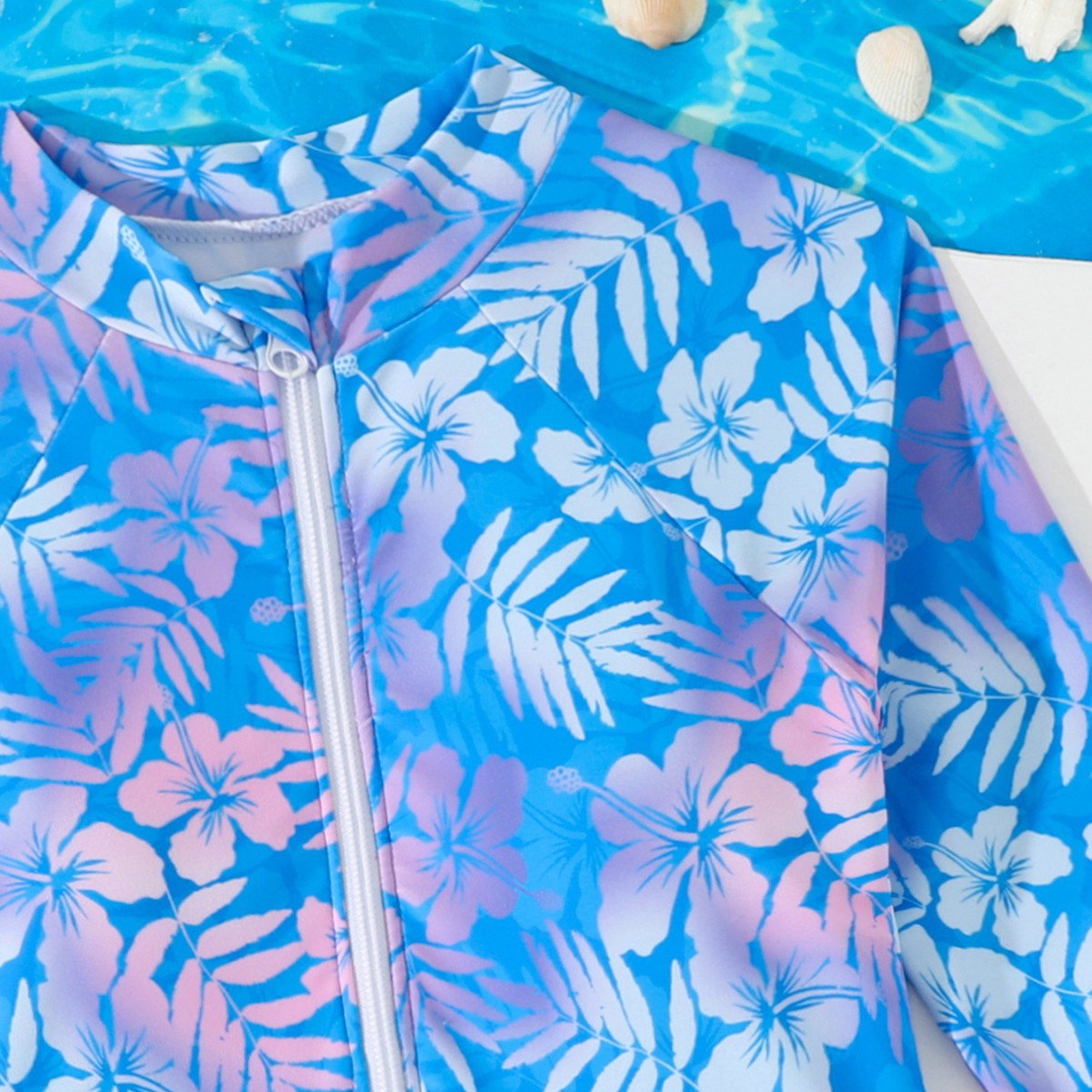 Girls Gradient Hibiscus Print  - Rash Guard review and price